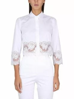Dolce & Gabbana Short Shirt With Lace Inserts
