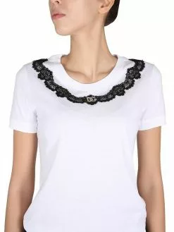 Dolce & Gabbana T-Shirt With Lace Insert -Dolce & Gabbana Sales dg210323 002 4x t