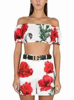 Dolce & Gabbana Poppy Print Short Top