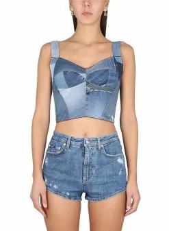 Dolce & Gabbana Patchwork Denim Bustier