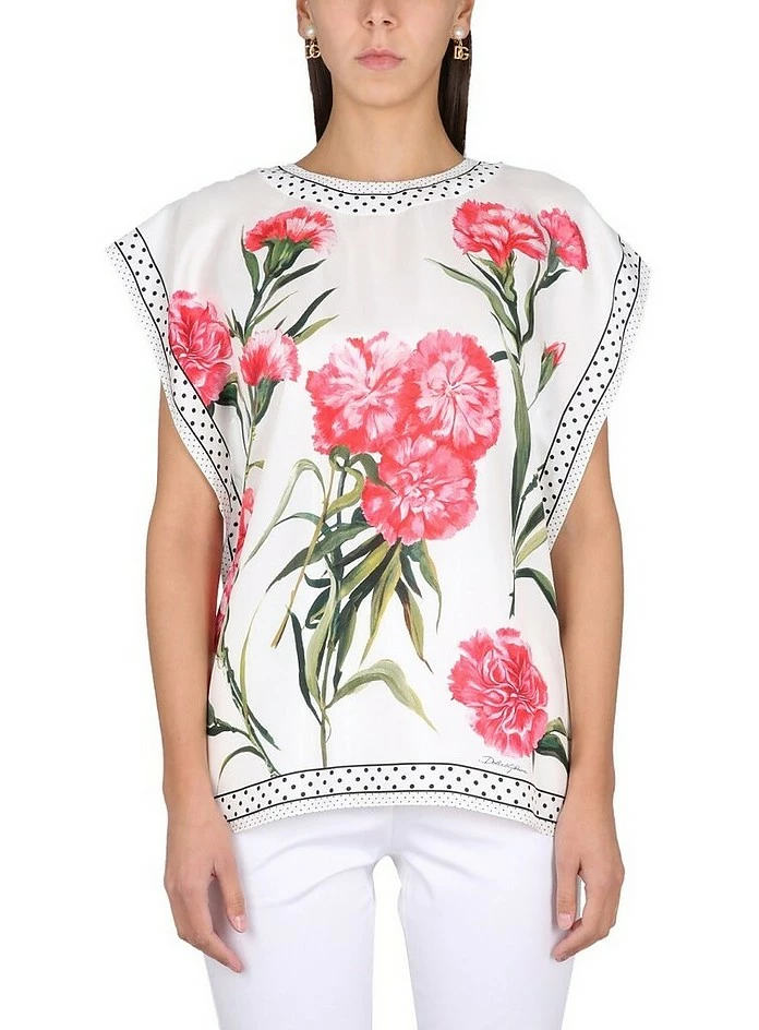 Dolce & Gabbana Carnation Print Blouse 1 Dolce & Gabbana Carnation Print Blouse