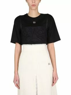 Dolce & Gabbana T-Shirt With Lace Bralette