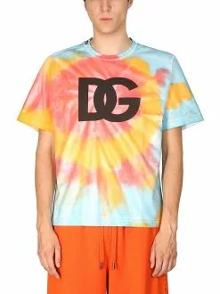 Dolce & Gabbana Tie Dye T-Shirt With Dg Print