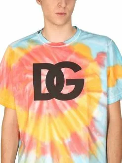 Dolce & Gabbana Tie Dye T-Shirt With Dg Print -Dolce & Gabbana Sales dg420622 030 4x t