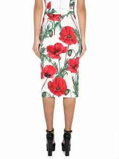 Dolce & Gabbana Poppy Print Longuette Skirt -Dolce & Gabbana Sales dg650323 005 4x t
