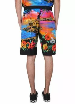 Dolce & Gabbana Bermuda Shorts With Sunset Print -Dolce & Gabbana Sales dg800323 003 4x t